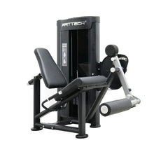 Load image into Gallery viewer, FFITTECH seated leg extension machine in black with a saddle and backrest, featuring a stainless steel and aluminum structure.
