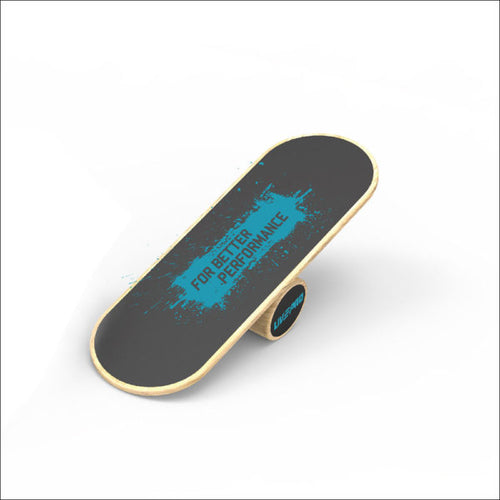 A brown and black Livepro balance board with a non-slip surface and a central roller, placed against a white background.